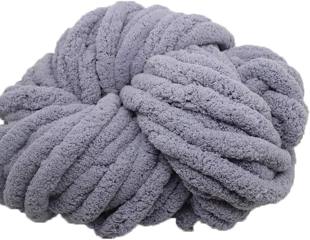 DIY Knit,Chunky Chenille Yarn,250g Chunky Fat Yarn Hand Knitting Chenille Yarn for Throw Blanket Mat Hat Scarf
