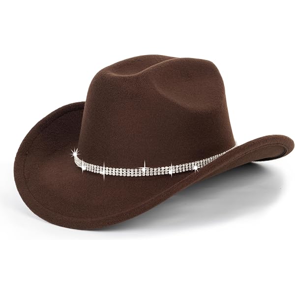 Chapeau Cowboy Western Cuir Homme Femme - Feutre Panama Style Cowgirl, Bande Cuir Réglable