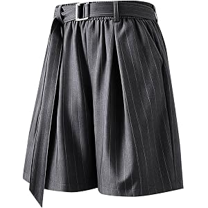 Cambkatl Men's Striped Dress Shorts, Adjustable Waistband Loose Pleated Versatile Business Casual Shorts with Pockets