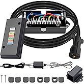 CheeMuii 7 Way Trailer Cord and 7 Gang Junction Box Kit with 12 V Breakaway Switch and Plug Holder Heavy Duty 8 FT Cable Wiri