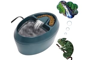 Hoqqf Reptile Waterfall Fountain & Feeder - Automatic Water Dispenser, Food Trough for Chameleon, Bearded Dragon, Turtle, Snake, Frog, Gecko