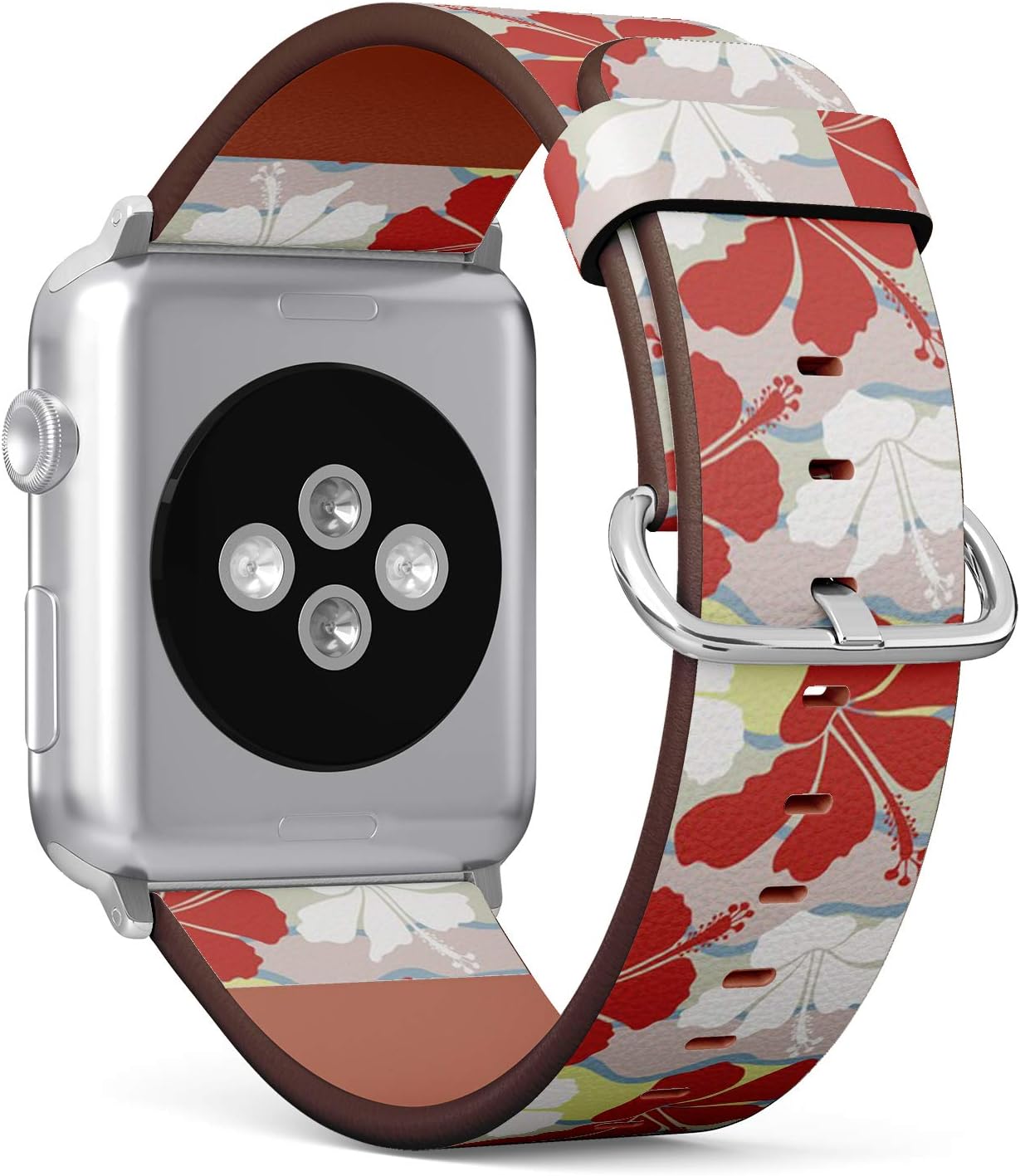 Compatible with Apple Watch (Big 42mm/44mm) Series 1,2,3,4 - Leather Band Bracelet Strap Wristband Replacement - Hawaiian Aloha Shirt
