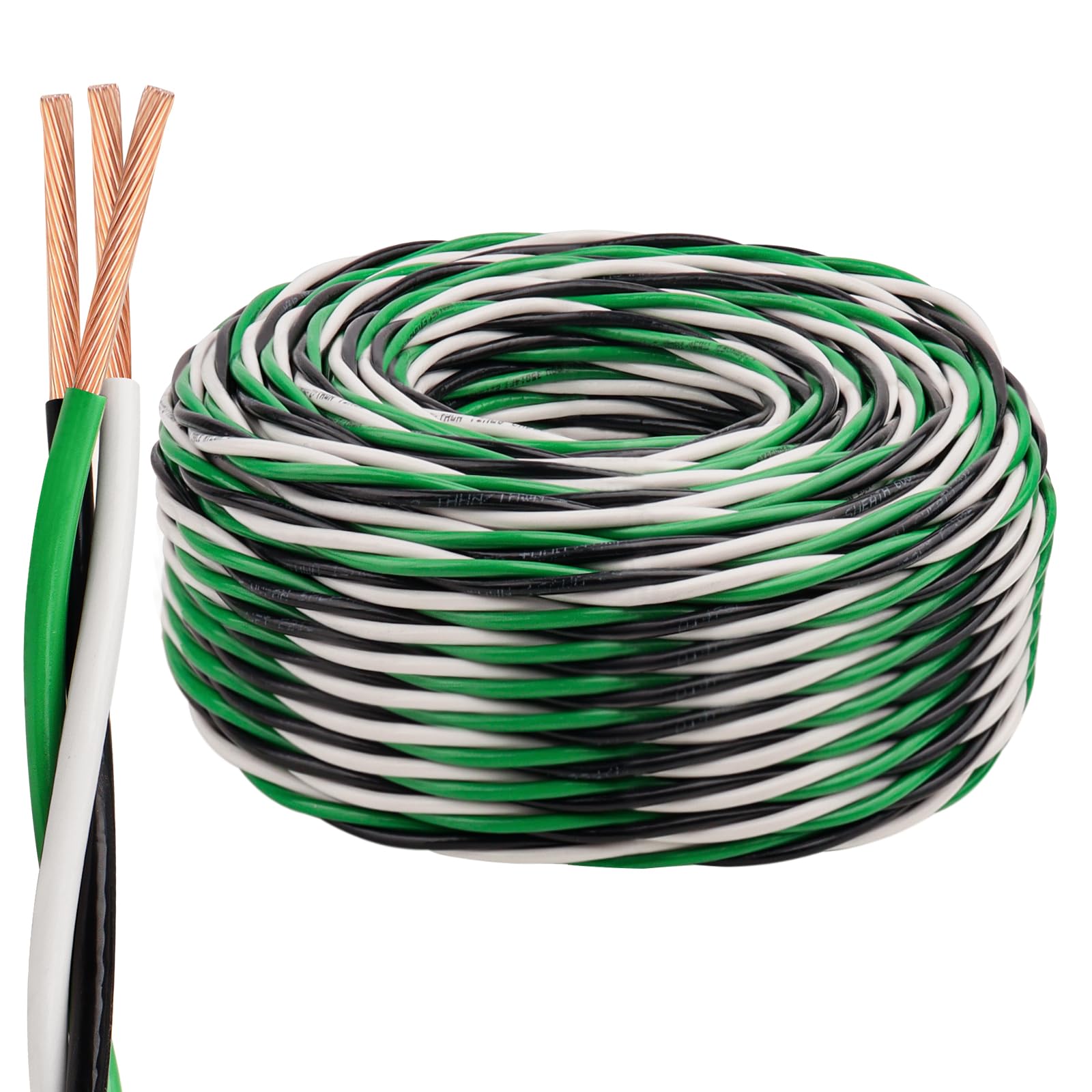 Photo 1 of 12 AWG THHN Wire 100FT 3-Color Set (Black/White/Green) – Stranded Copper, Pre-Twisted Conductors, THHN/THWN-2 Rated, 600V, Nylon Jacket for Conduit, Residential & Commercial Wiring
