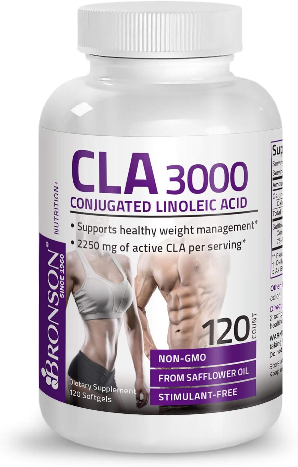 CLA 3000 Extra High Potency Supports Healthy Weight Management Lean Muscle Mass Non-Stimulating Conjugated Linoleic Acid 120 Softgels: Health & Personal Care