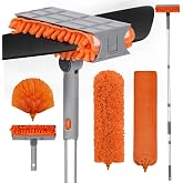 Ceiling Fan Cleaner Duster with 72&lsquo;&rsquo; Extendable Long Handle Cleaning Duster Kit, Reusable Chenille &amp; Microfiber Mop Head for High Ceiling Fan Blade Wall Blinds Cobweb