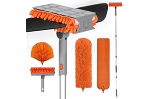 MNWHUC Ceiling Fan Cleaner Duster with 72‘’ Extendable Long Handle Cleaning Duster Kit, Reusable Chenille & Microfiber Mop Head for High Ceiling Fan Blade Wall Blinds Cobweb