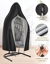 lisetar Waterproof Egg Chair Cover 210D Oxford with Zipper & Drawstring view 2