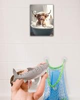 UPWOIGH Highland Cow Wall Art 12x16in Waterproof Wood Framed Canvas Bath Decor view 3