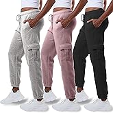 Common Stitch 3 Pack Sweatpants Women, Cargo Womens Sweatpants, Fleece Womens Joggers with Pockets (Available in Plus)