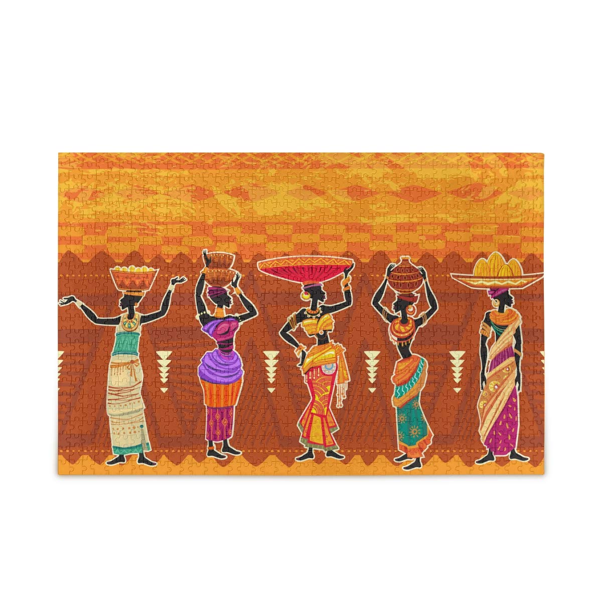 ISAOA 1000 Piece Ethnic African Woman Jigsaw Puzzle for Adults Educational Family Fun Gift