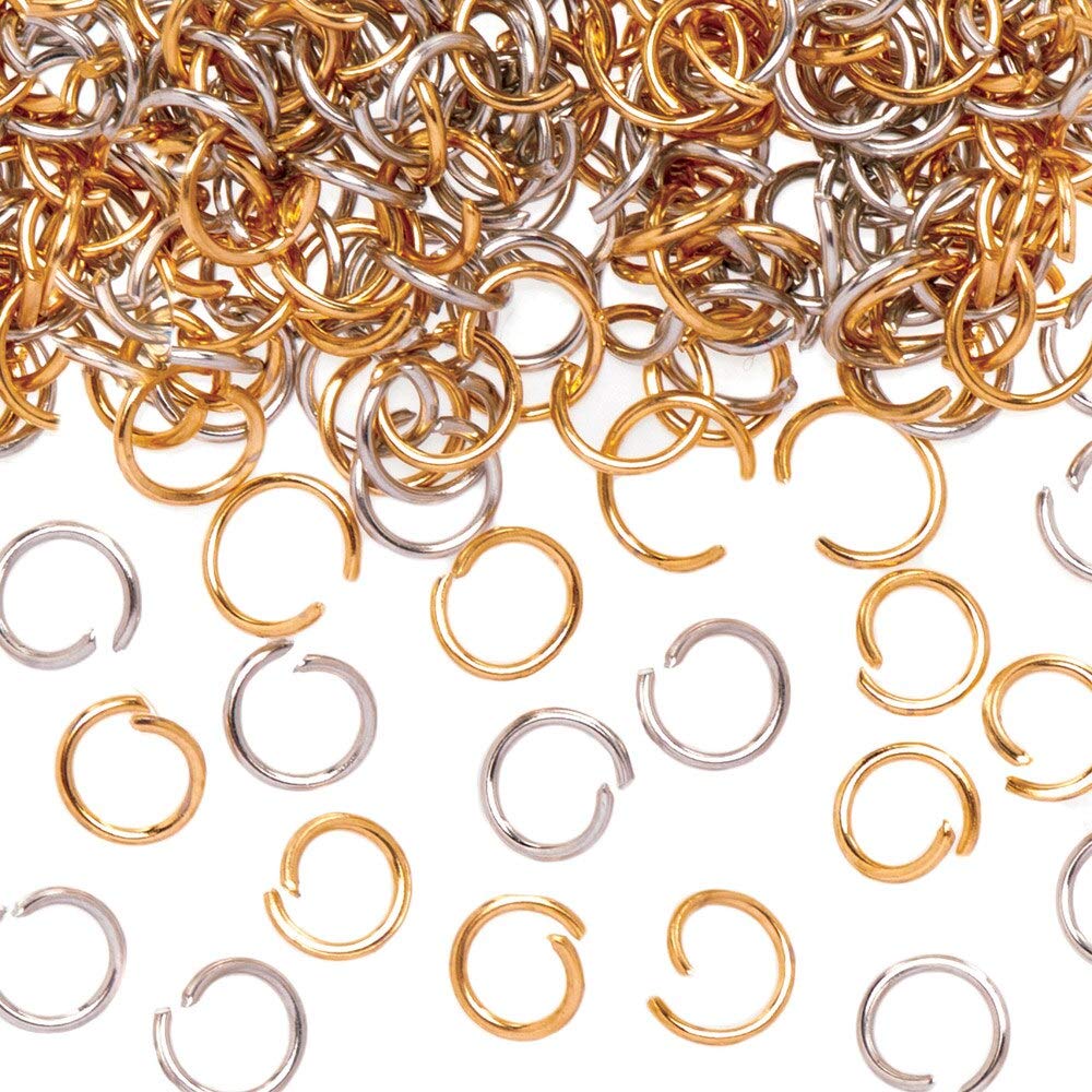 Baker Ross AT150 Gold & Silver Plated Jump Rings - Pack of 200, Arts and crafts for Kids