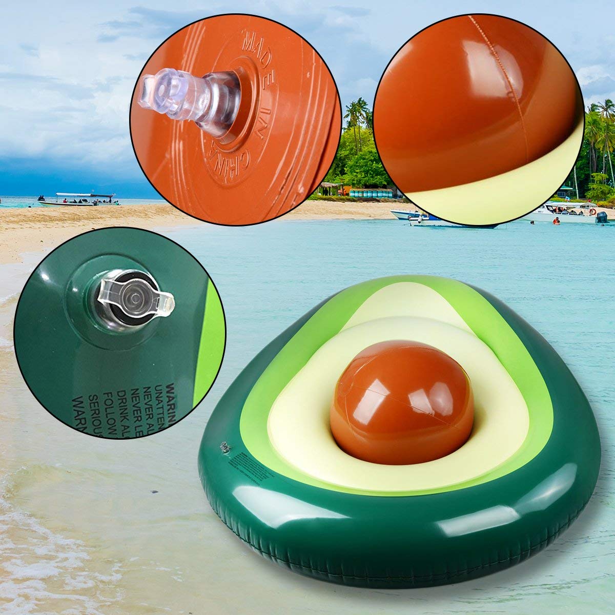 Aiduy Aufblasbare Avocado-Liege Gaint Pool Float mit Kugel Schwimmen Floaty Raft Strandspielzeug für Erwachsene & Kinder