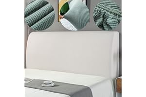 Moonase Bed Headboard Slipcover Covers Stretch Headboard Cover Queen King Size Headboard Slipcover Protector with Elastic Band for Bedroom Decoration (White A, Suitable for headboard (43''-55''))
