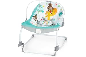 Bright Starts Wild Vibes Infant to Toddler Rocker with Vibrations, Unisex, Newborn +