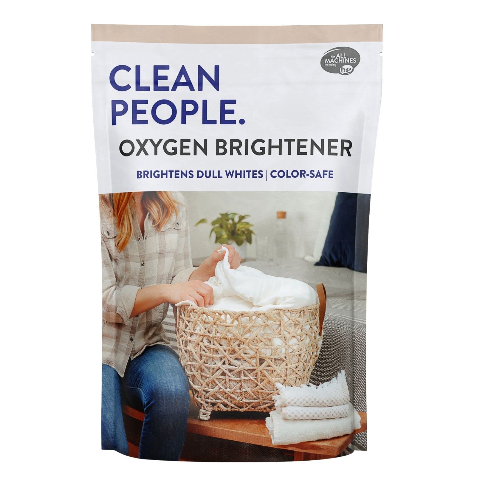 THE CLEAN PEOPLE Oxygen Brightener Stain Remover | Bleach Alternative, Simple Ingredients, Brightens Dull Whites AND Colors | 79 oz