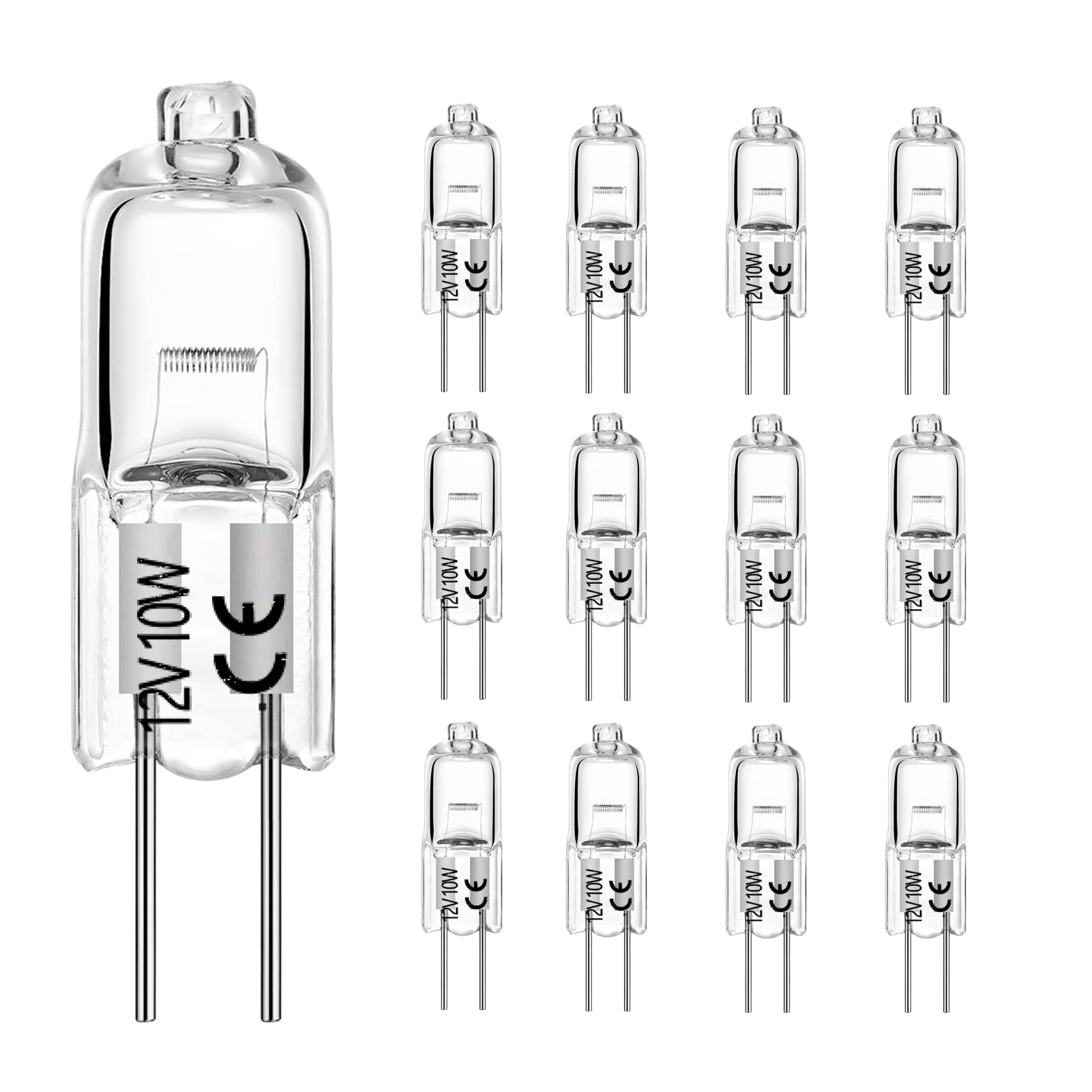 AHEVO G4 Halogen Bulb T3 140lm AC/DC 12V 2 Pin for Under Cabinet Puck Light, Track Lighting, Floor Lamps, 10W 12V Warm White 2700K Dimmable (12 Pack)