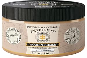 Retique It Wood'n Primer - Paint it then stain it - Stainable Wood Fiber Paint (Light Wood, Small)