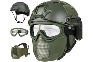 VPZENAR Airsoft Helmet,Black Tactical Helmet,Airsoft Mask Mesh,Elastic Balaclava Mask, Anti Fog Airsoft Goggles, Tactical Full Face Protection, Airsoft Accessories,Military Gear