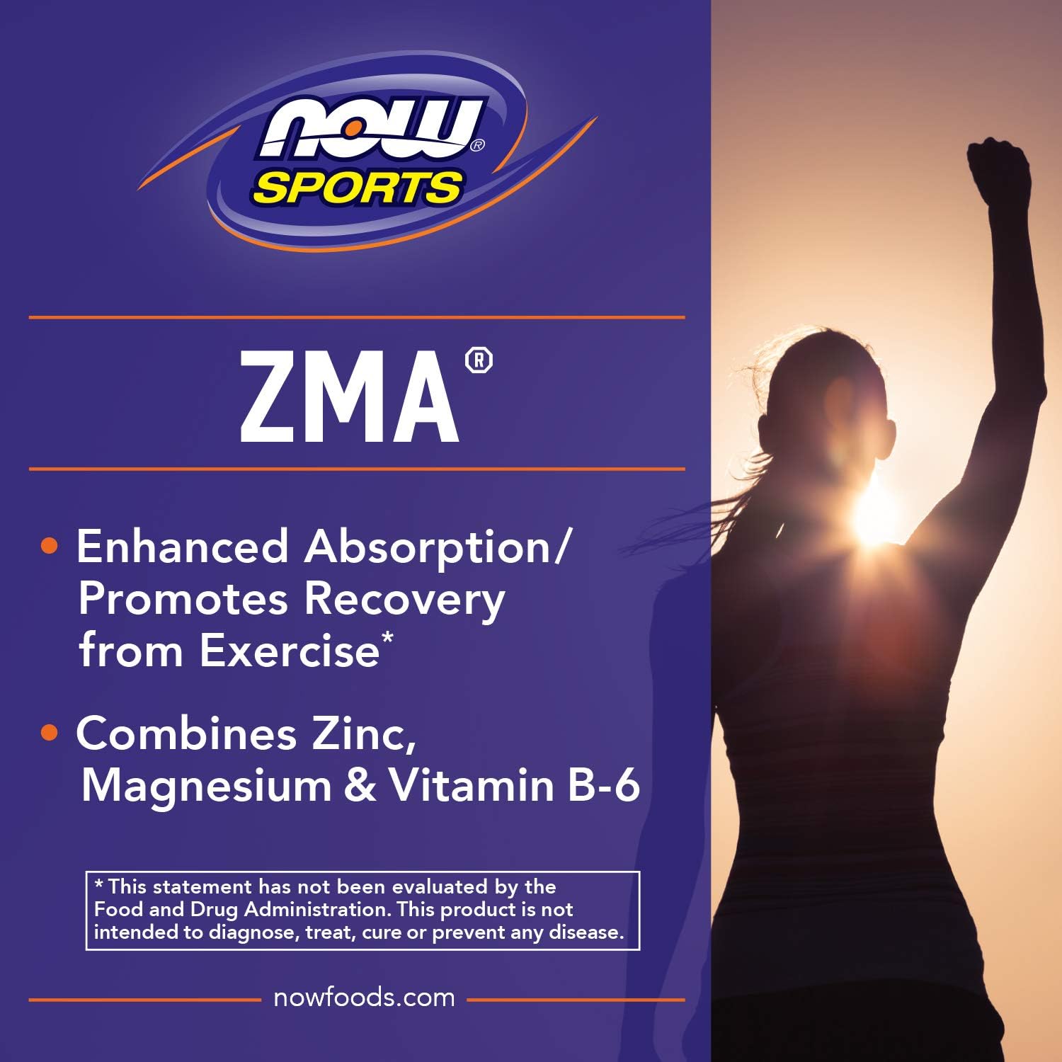 NOW Sports Nutrition, ZMA (Zinc, Magnesium and Vitamin B-6), Enhanced Absorption, Sports Recovery*, 180 Capsules: Health & Personal Care