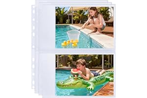 Lot de 30 pages de recharge d'album photo de 12,7 x 17,8 cm pour classeur à 3 anneaux, pochettes ultra transparentes pouvant 