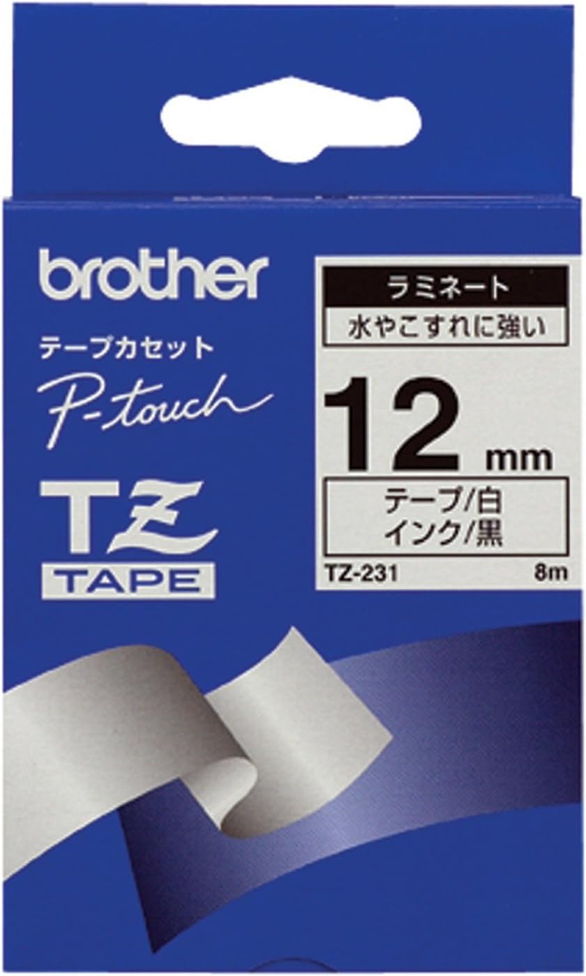 Brother TZe-231 Labelling Tape Cassette 12 mm x 8 m Laminated Black on White