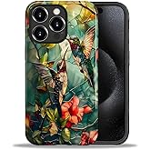 DAIZAG Case for iPhone 15 Pro Max,Mixed 2 Layer Design Shockproof Soft TPU Ddouble Protection Phone Case for iPhone 15 Pro Max-Gorgeous Hummingbird