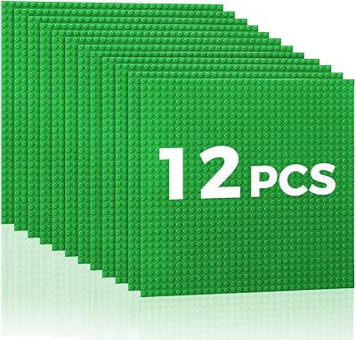 Lekebaby 12 Green Baseplates 10x10 32x32 Studs ABS Compatible with Major Brands