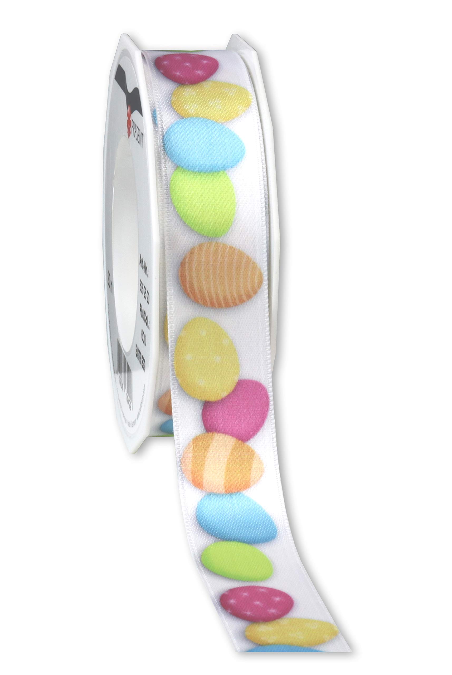 Präsent - Easter Egg Printed Satin Ribbon Colorful 20-m-Roll 25 mm Width
