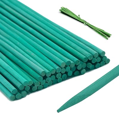 KINGLAKE 60cm Bamboo Plant Support Sticks 30Pcs with Twist Ties