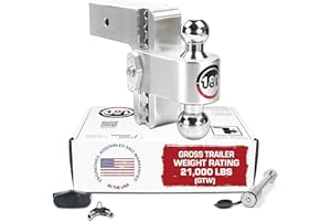Weigh Safe 180-Degree Trailer Hitch - Adjustable Trailer Hitch for Towing - Compatible with 3" Receivers - 6" Drop, Chrome-Plated Tow Balls, 21,000 GTW, 2-Piece Lock Set