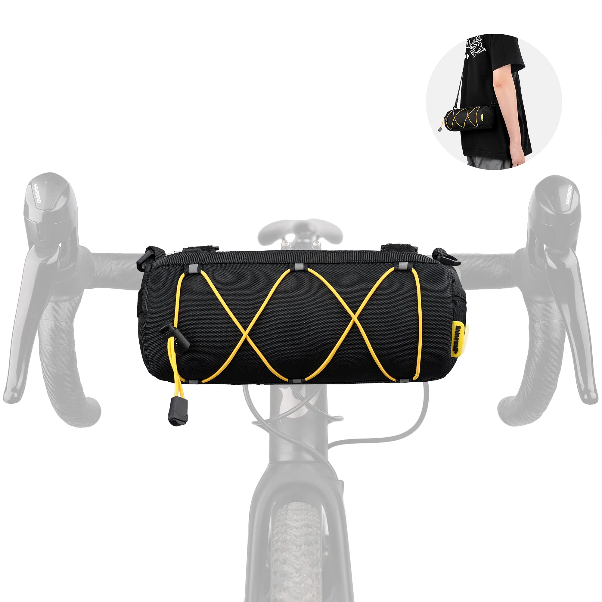 Rhinowalk Bike Handlebar Bag - Front Bag with Shoulder Strap for Road & Mountain Bikes