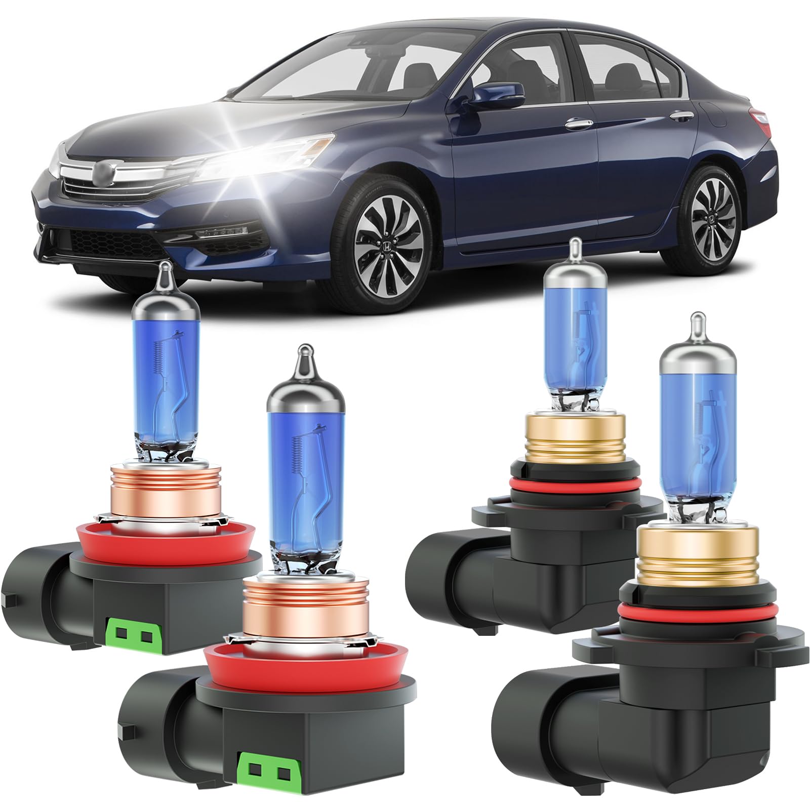 Photo 1 of XFLHEHD Fits for 2013-2018 Honda Accord Halogen Headlight Bulbs Combo,High Beam and Low Beam Replacement Halogen Bulbs, 1:1 Same Size as Stock Bulbs(Contain 4 Bulbs)