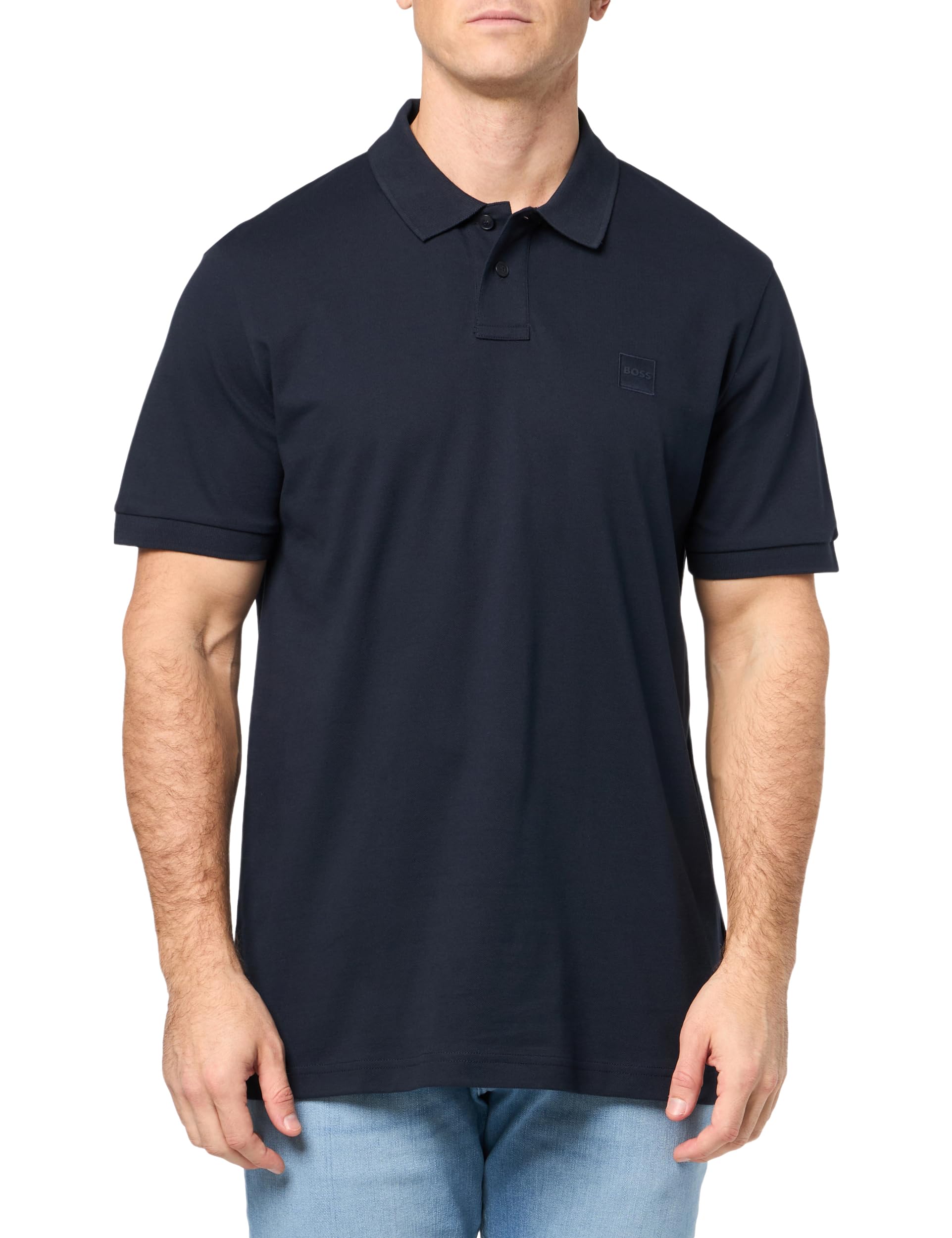 BOSS Square Patch Logo Slim Fit Pique Polo Shirt,Blueberry Blue,XL