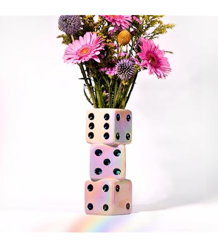 Lontcs Keramik-Würfelvase - Schwarz-weiß Kariert, 18x5 Cm, Für Trockenblumen, Modernes Deko