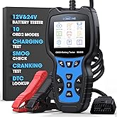 ICARZONE MA900 Battery Tester + OBD2 Scanner 2 in 1, 12V 24V 100-2000CCA Accurate & Instant Battery Health Diagnostic Tool with OBFCM Test I/M Test, Charging & Cranking Analyzer for Car, Motorcycle