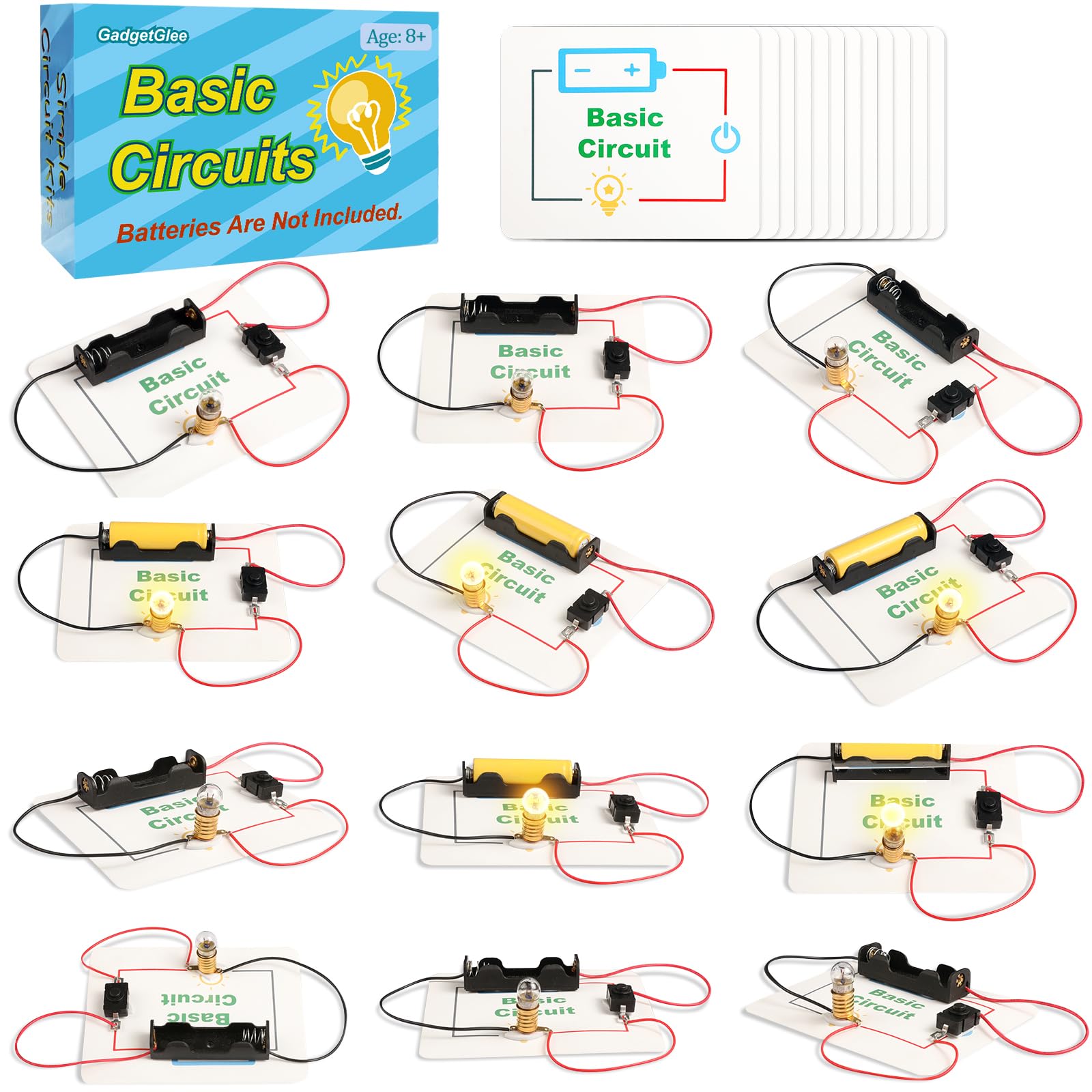 Photo 1 of 12 Bulk Electric Circuit Kit for Kids Age 8-12, Basic Circuits Science Light Bulb Experiments for Beginners, Class STEM Projects STEAM Activities, Classroom Educational Circuit Board Building Kits