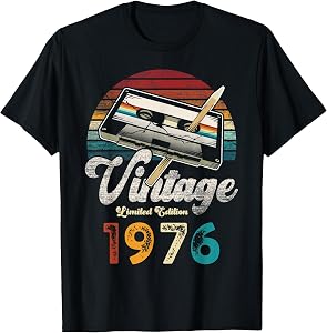 Vintage 1976 Birthday 50 Years Cassette Pencil T-Shirt