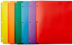 Amazon Basics Plastic 3 Hole Punch Folders with 2