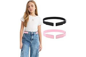 AWAYTR Kids Elastic No Buckle Belt for Girls Toddler for Causal Pants Jeans