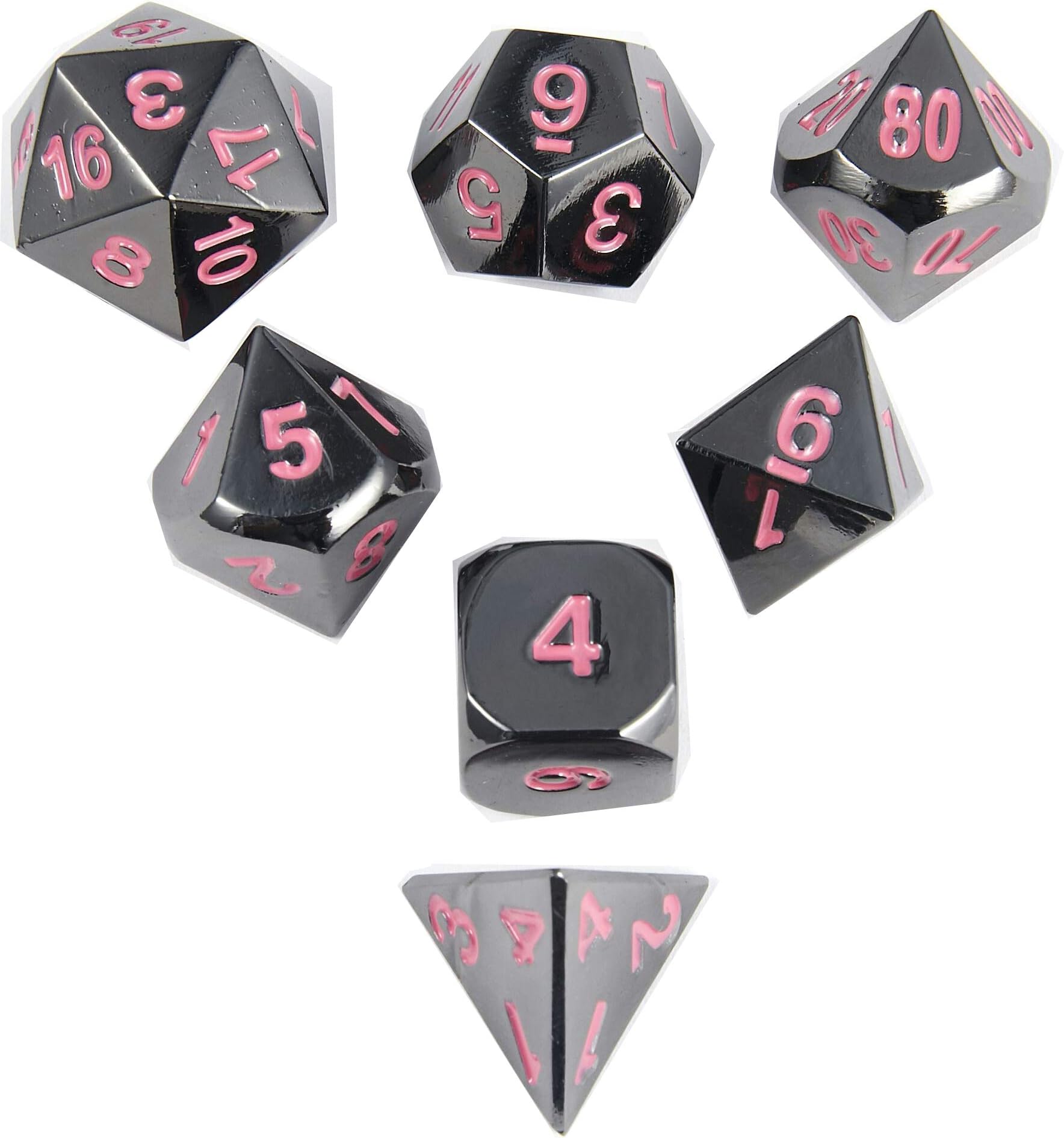 DND Dice Set Handcrafted Designer Resin Dice 7pcs Set with Sharp Edge Galaxy Black for Dungeons and Dragons RPG MTG Table Games D&D Pathfinder Shadowrun and Math Teaching (with Round Case)