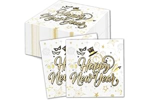 HOWAF 40 Happy New Year Napkins, New Years Eve Decorations 2026 Happy New Year Serviettes Papers New Year Table Decorations