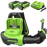 Greenworks 40V (175 MPH / 710 CFM) Dual Port Cordless Brushless Backpack Leaf Blower, (2) 8.0Ah Battery and Charger Included