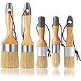 YiBaiBrush Chalk Paint Brush, Wax Paint Brush Set of 5, Wax Brushes and Chalk Paint for Furniture DIY Art Crafts, Natural Bristle Round Oval Chalk Paint Brush for All Painting and Waxing