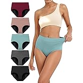 TIICHOO Period Underwear for Women Heavy Flow Super Absorbency High Waist Period Panties Womens Incontinence Underwear 5 Pack