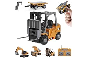 1:64 Premium Alloy Mini RC Construction Set, Excavators & Forklift Set, 2.4GHz Engineering Vehicle, Suitable for Children (Fu
