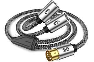 EMK MIDI Splitter Cable, 5-PIN DIN Male to Dual Female, 50cm/1.6ft, High-Speed Oxygen-Free Copper Core, for Keyboard/Synthesizer/MIDI Interface, Studio & Live Performance