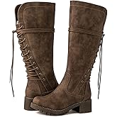 GLOBALWIN Women's Lace Up Back Knee High Fashion Boots
