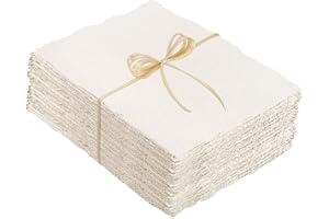 PRUDIUT 100 Sheets Watercolor Paper 5 x 7inch, 300 GSM Deckled Edge Paper Rough/Textured Handmade Paper for Watercolors, Wedding Invitations, Cards, Crafts