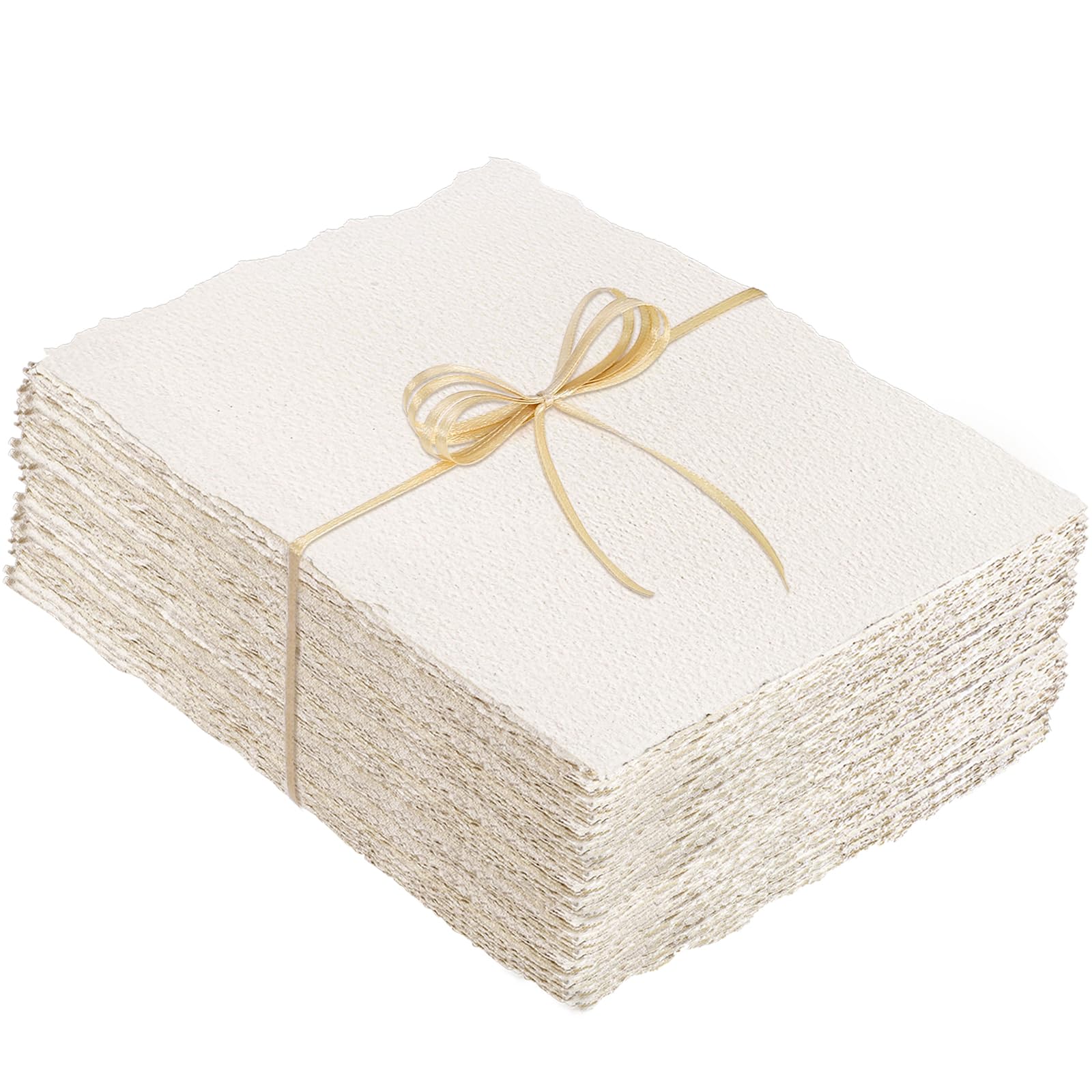 Photo 1 of 100 Sheets Watercolor Paper 5 x 7inch, 300 GSM Deckled Edge Paper Rough/Textured Handmade Paper for Watercolors, Wedding Invitations, Cards, Crafts