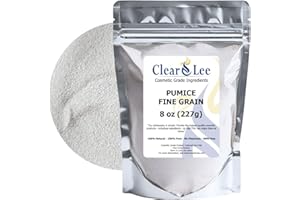 ClearLee Cosmetic Grade Pumice - 100% Pure Natural Grain/Powder - Great For Skin Exfoliation in DIY Soaps, Masks, Scrubs for Face, Body, Foot (8oz, Fine Grain)